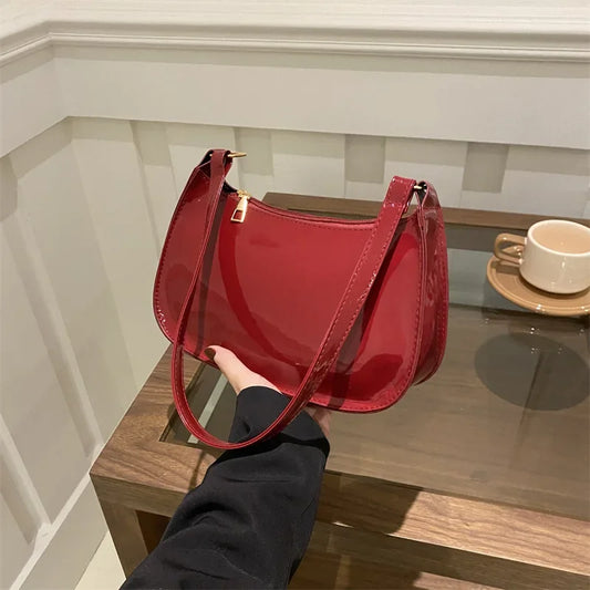 VINTAGE LEATHER RED SHOULDER BAG