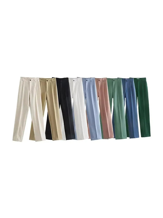 BLACK TAILORED STRAIGHT TROUSERS