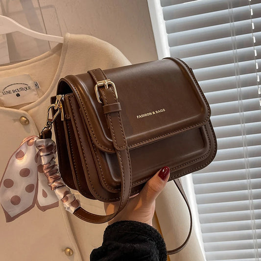 COFFEE COLOR LEATHER MINI SHOULDER BAG