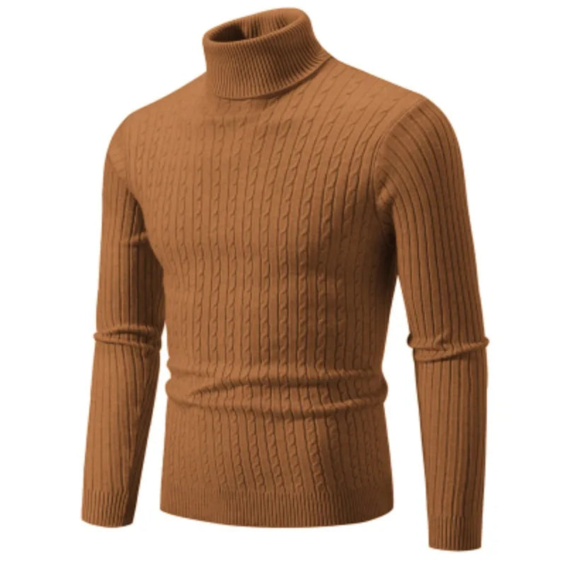 CLASSIC OLD MONEY BROWN TURTLENECK PULLOVER