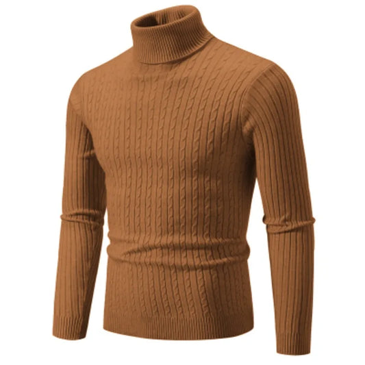 CLASSIC OLD MONEY BROWN TURTLENECK PULLOVER