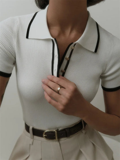 VINTAGE WHITE KNIT POLO