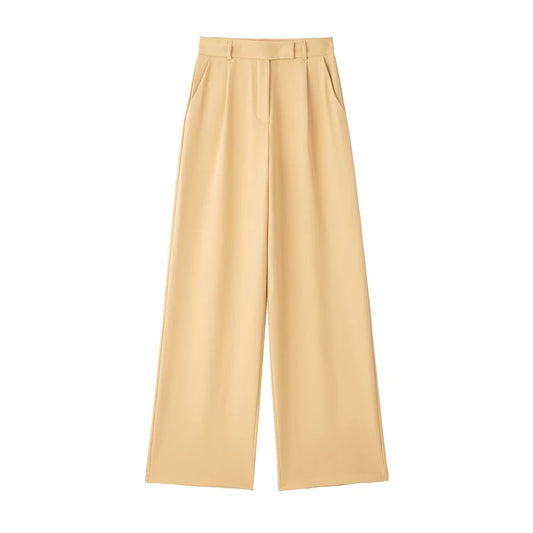 VINTAGE HIGH WAIST KHAKI CLASSIC TROUSERS