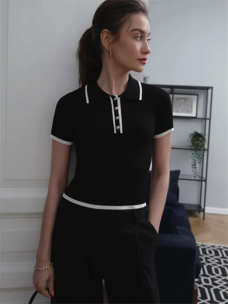 VINTAGE BLACK KNIT POLO
