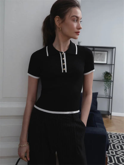 VINTAGE BLACK KNIT POLO