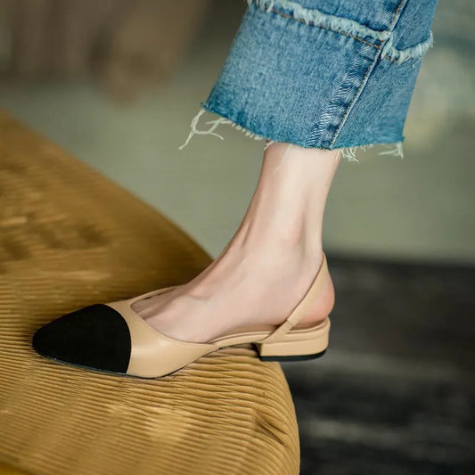 APRICOT (SHORT HEEL) LUXURIOUS SLINGBACK FLATS