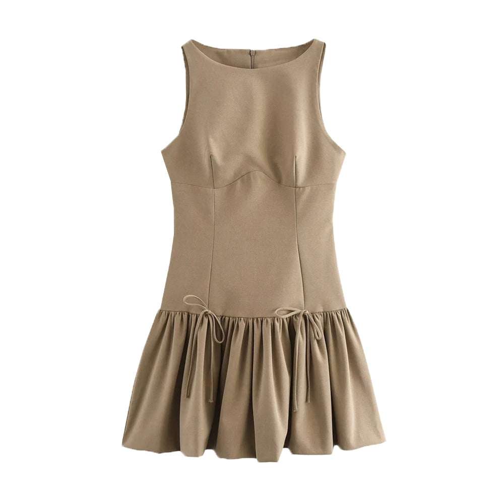 OLD MONEY KHAKI MINI DRESS