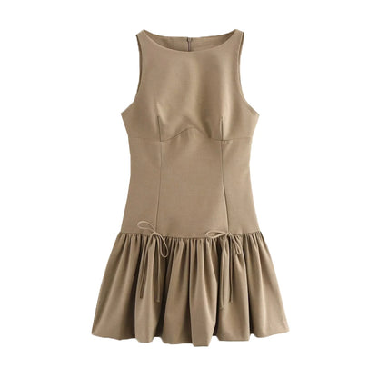 OLD MONEY KHAKI MINI DRESS