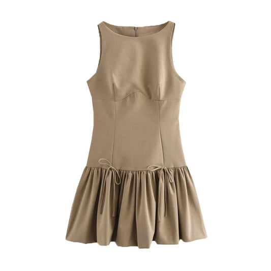 OLD MONEY KHAKI MINI DRESS