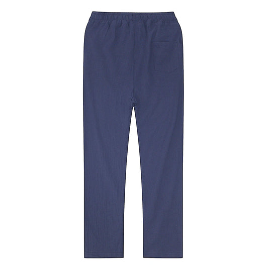 OLD MONEY NAVY BLUE LINEN TROUSERS