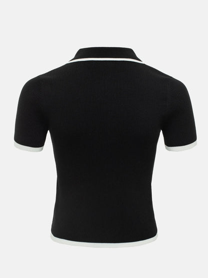 VINTAGE BLACK KNIT POLO