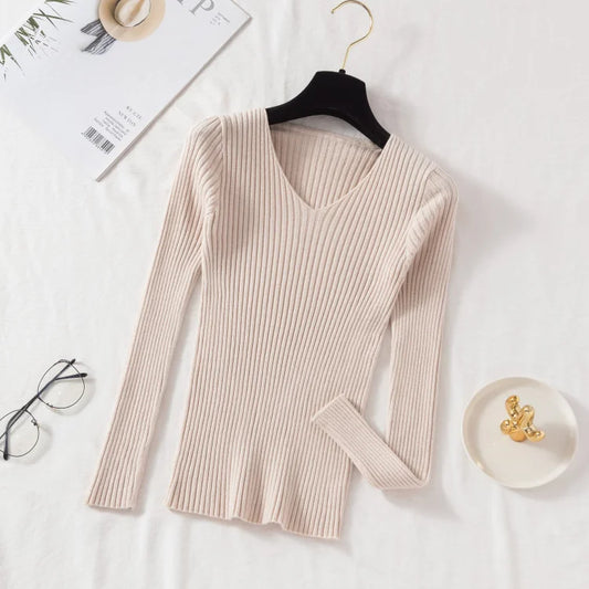 CASUAL BEIGE KNIT PULLOVER SWEATER