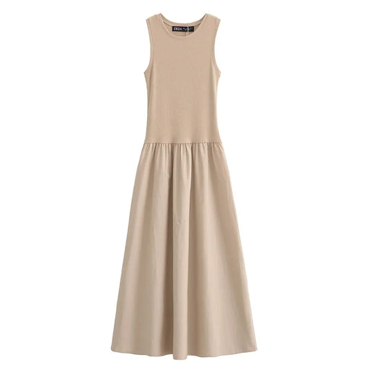 BEIGE VINTAGE ELEGANT DRESS