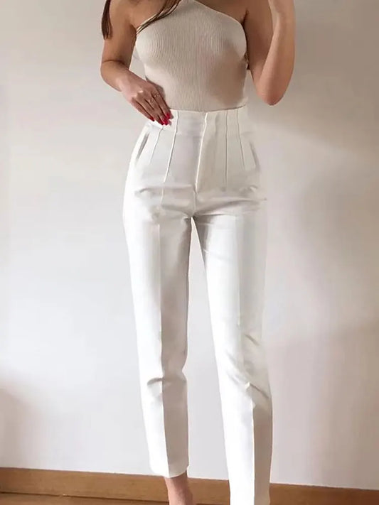 ELEGANT HIGH-WAIST BLACK PENCIL PANTS