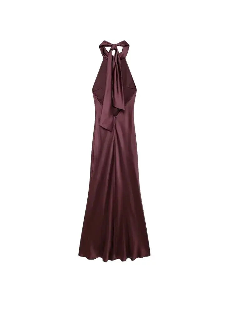 SATIN WINE RED PREMIUM DRESS