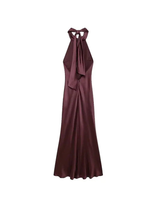 SATIN WINE RED PREMIUM DRESS