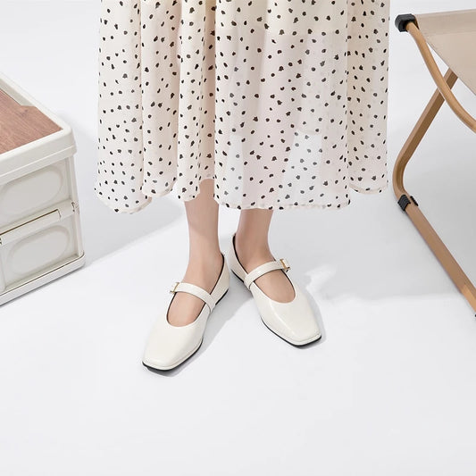 PURE LEATHER BEIGE CLASSIC FLATS