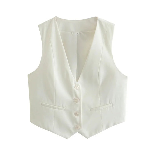 CLASSIC V-NECK TAILORED IVORY VEST