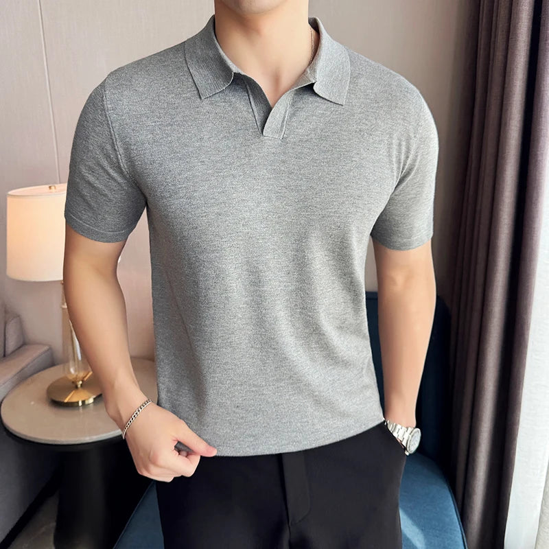 HERITAGE V-NECK CLASSIC GRAY POLO