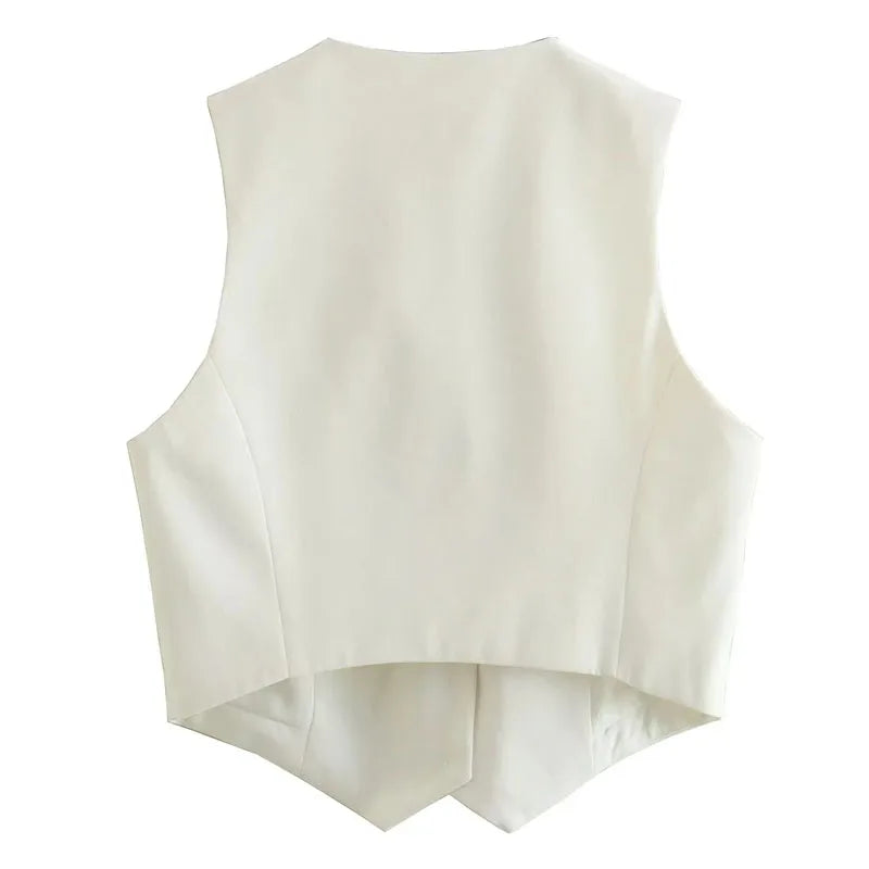 CLASSIC V-NECK TAILORED IVORY VEST