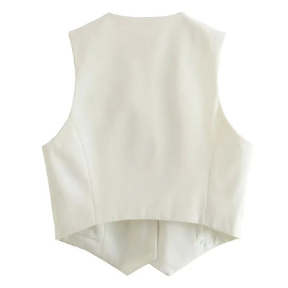 CLASSIC V-NECK TAILORED IVORY VEST