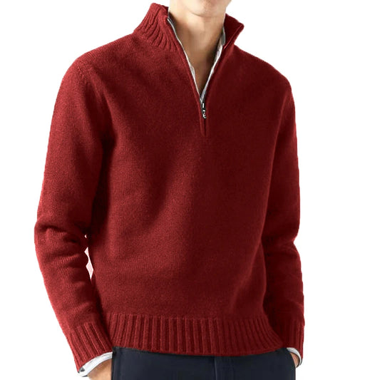 OLD MONEY LONG NECK WINE RED SWEATER