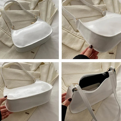 VINTAGE LEATHER WHITE SHOULDER BAG