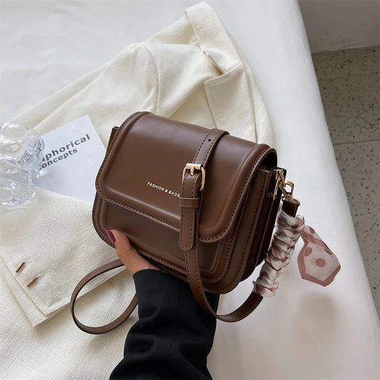 COFFEE COLOR LEATHER MINI SHOULDER BAG