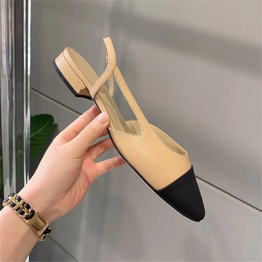 APRICOT (SHORT HEEL) LUXURIOUS SLINGBACK FLATS