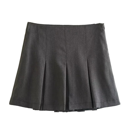 WOMEN PLAIN CASUAL GRAY SKIRT