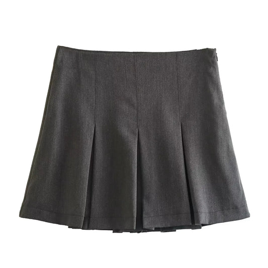 WOMEN PLAIN CASUAL GRAY SKIRT