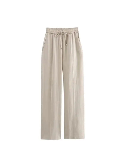 OLD MONEY STRAIGHT-LEG BEIGE TROUSERS