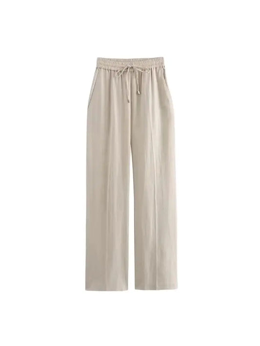 OLD MONEY STRAIGHT-LEG BEIGE TROUSERS