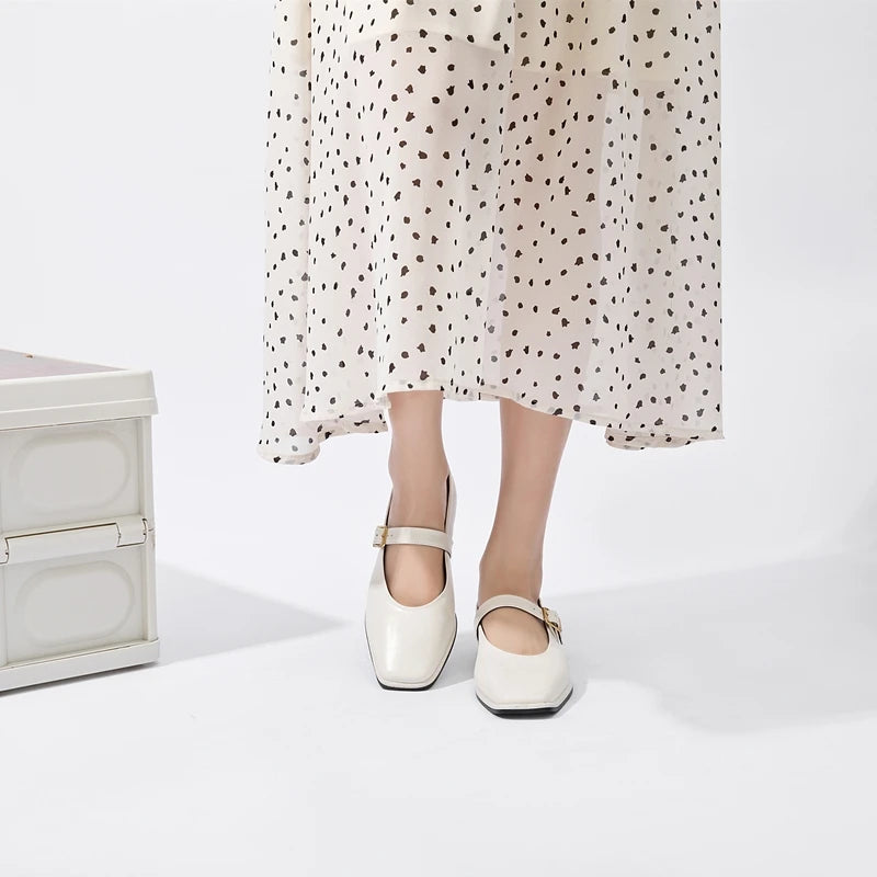 PURE LEATHER BEIGE CLASSIC FLATS