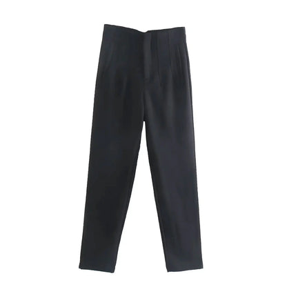 ELEGANT HIGH-WAIST BLACK PENCIL PANTS