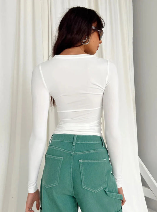 OLD MONEY KNIT WHITE LONG SLEEVE TEE