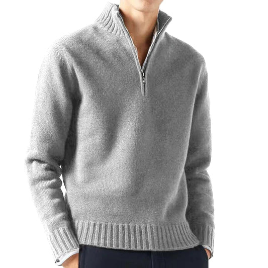 OLD MONEY LONG NECK LIGHT GRAY SWEATER