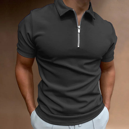 VINTAGE QUARTER ZIP DARK GRAY POLO