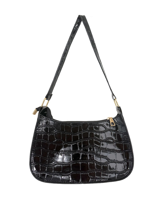 VINTAGE LEATHER BLACK SHOULDER BAG