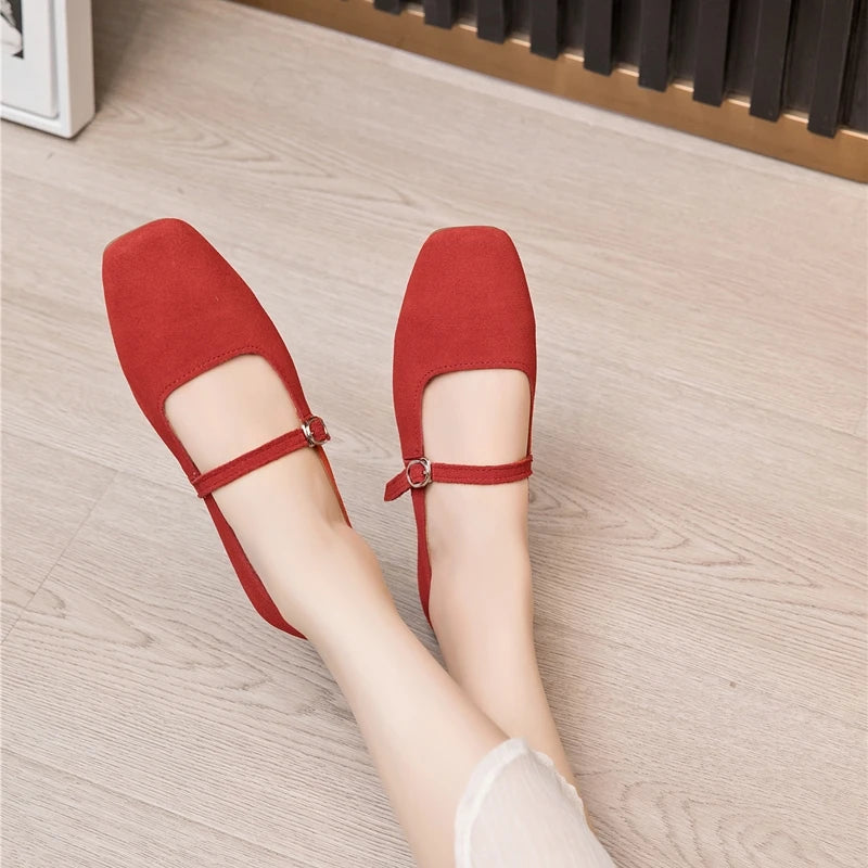 HIGH QUALITY RED OLD MONEY ELEGANT FLATS