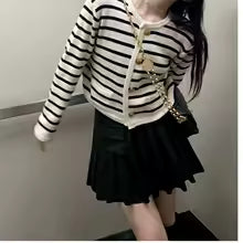 BELMONT BLACK STRIPED CARDIGAN