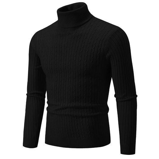 CLASSIC OLD MONEY BLACK TURTLENECK PULLOVER