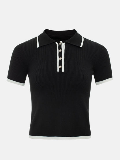 VINTAGE BLACK KNIT POLO