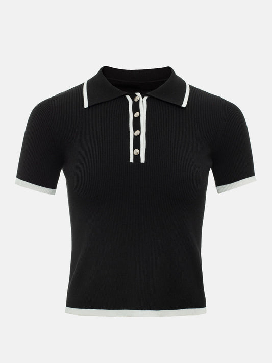 VINTAGE BLACK KNIT POLO