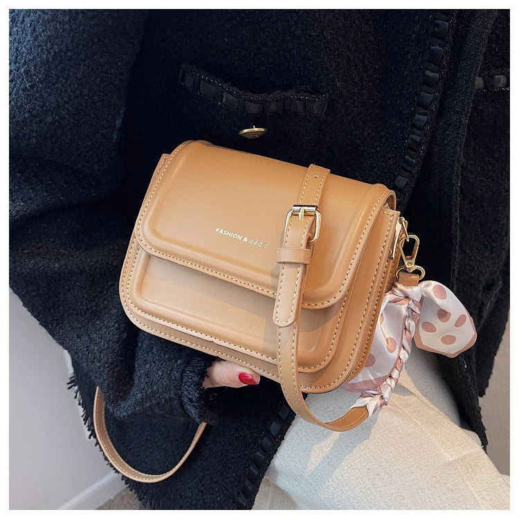 KHAKI LEATHER MINI SHOULDER BAG