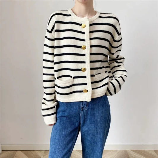 BELMONT BLACK STRIPED CARDIGAN