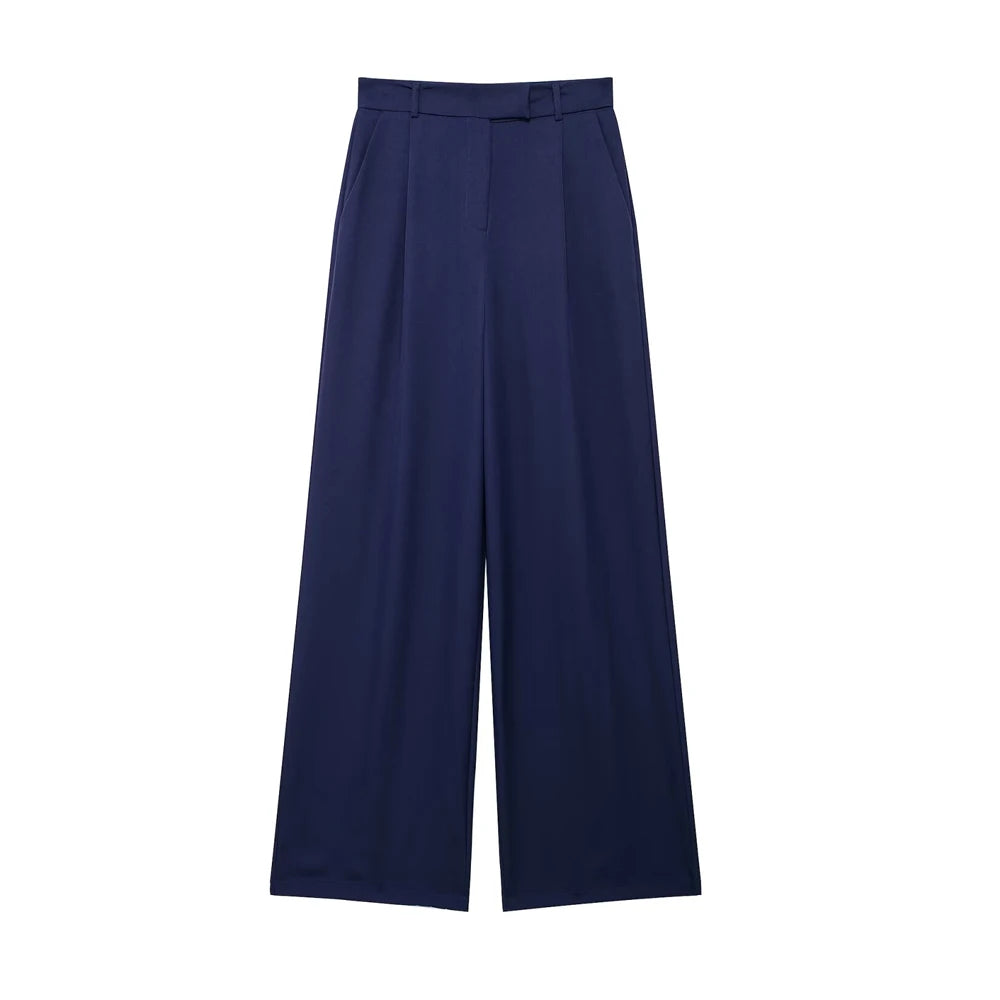 VINTAGE HIGH WAIST NAVY BLUE CLASSIC TROUSERS