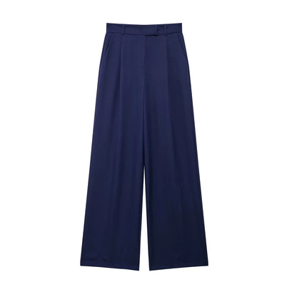 VINTAGE HIGH WAIST NAVY BLUE CLASSIC TROUSERS