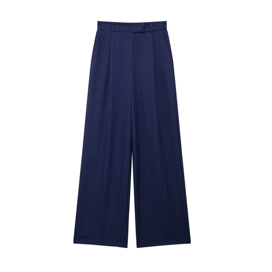 VINTAGE HIGH WAIST NAVY BLUE CLASSIC TROUSERS