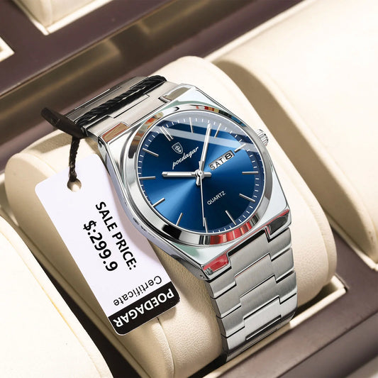 OLD MONEY LUXURIOUS SILVER BLUE WATCH